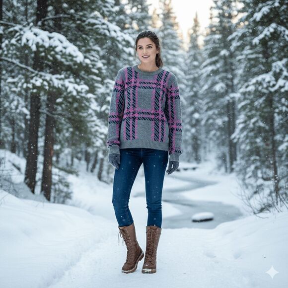 Jun & Ivy Sweater Chunky Knit Crewneck Gray Size L Acrylic Blend Geometric EUC - Picture 7 of 7